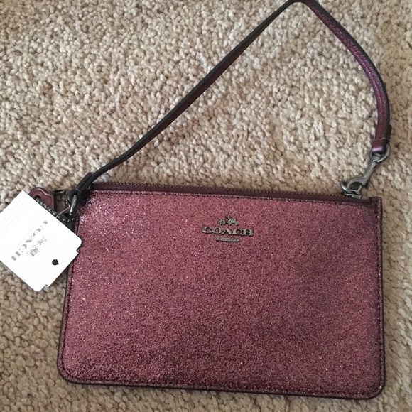 Coach Handbags - Coach Purple sparkle small wristlet BNWT